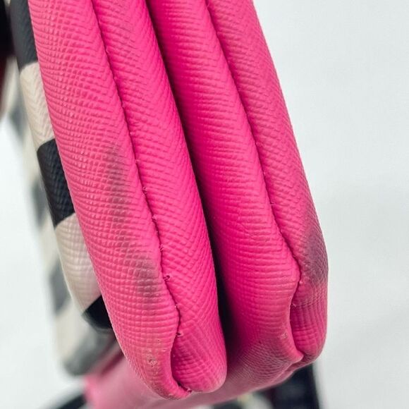 Betsey Johnson New York NY Womens Crossbody Bag Striped Hot Pink Zippered - Picture 9 of 15